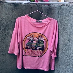 Cocoj by Nissi Pink Graphic Crop T Oversized XO